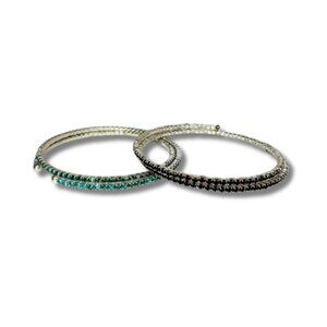 Stretching Matching Bangle Set of 2 with Rhinestones